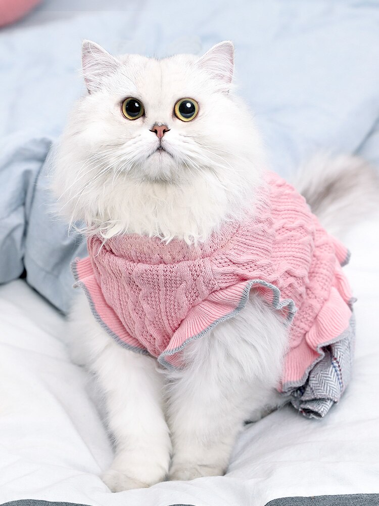 Sweet Cat Dresses Christmas Outfit Animal Clothes Sphynx Cats Wear Costume Vestido Para Gatitos Cats-clothes OO50QZ