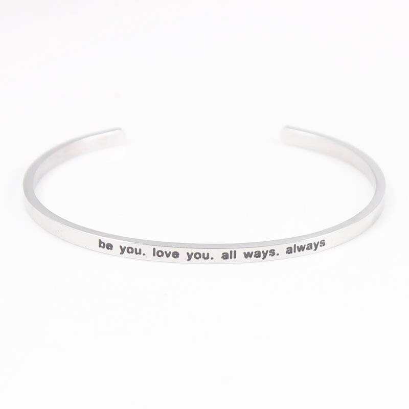 3.2mm Stainless Steel Bangle Engraved you are my sunshine Inspirational Quote Cuff Mantra Bracelet for Women: 19