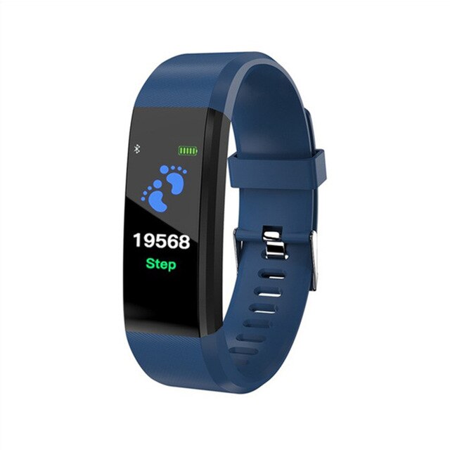 Id 115 plus sport sundt fitness armbånd vandtæt smart band pulsmåler  ip67 smartch bluetooth passometer smart band: Blå