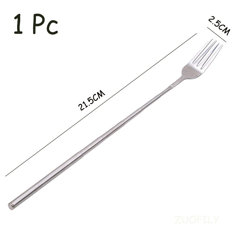 Forchetta allungabile telescopica in acciaio inossidabile cena dolce di frutta forchette per posate lunghe BBQ utensili per carne stoviglie da cucina stoviglie: 1pezzi