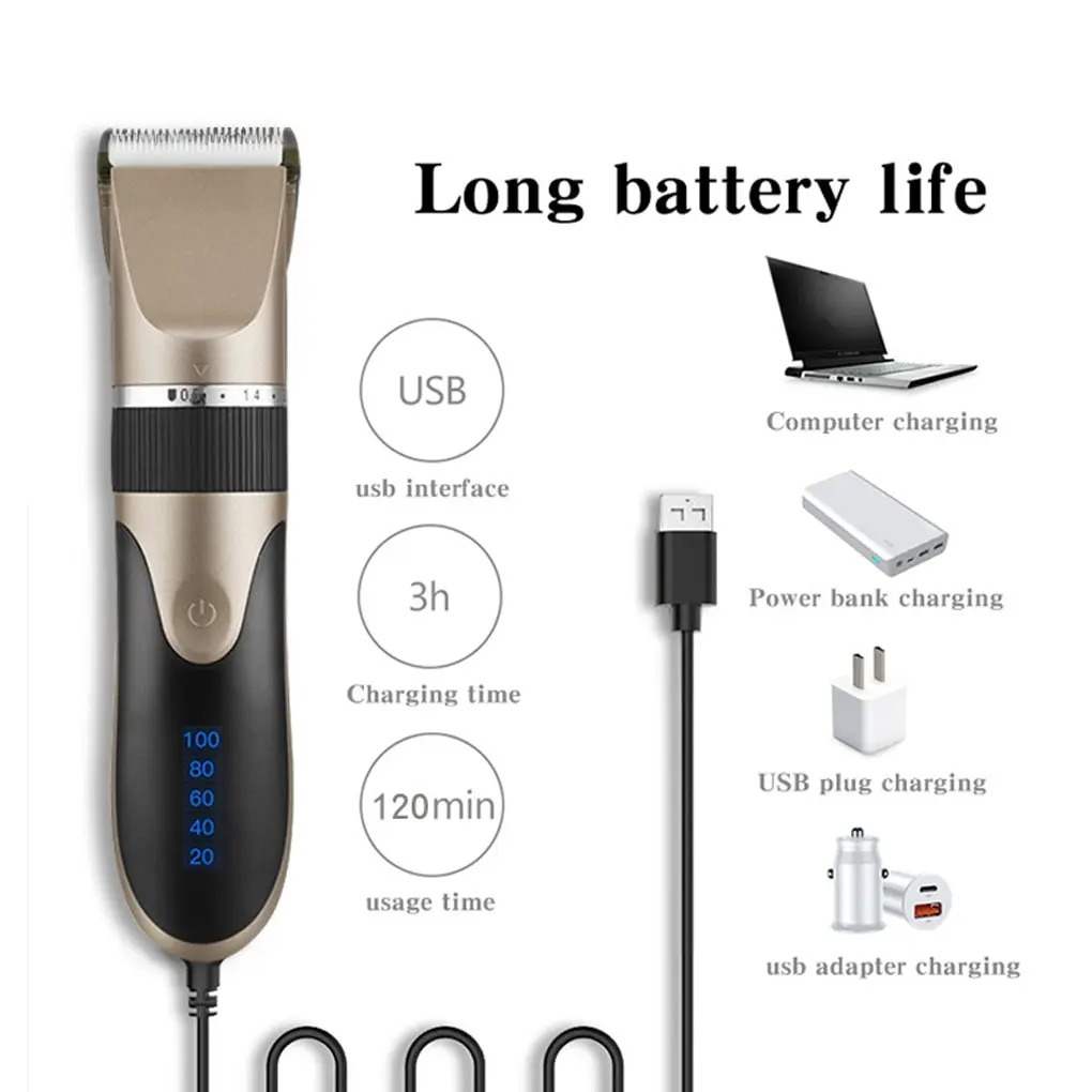 Professionele elektrische kapper tondeuse mannen kapper baardtrimmer oplaadbare tondeuse keramische messen tondeuse