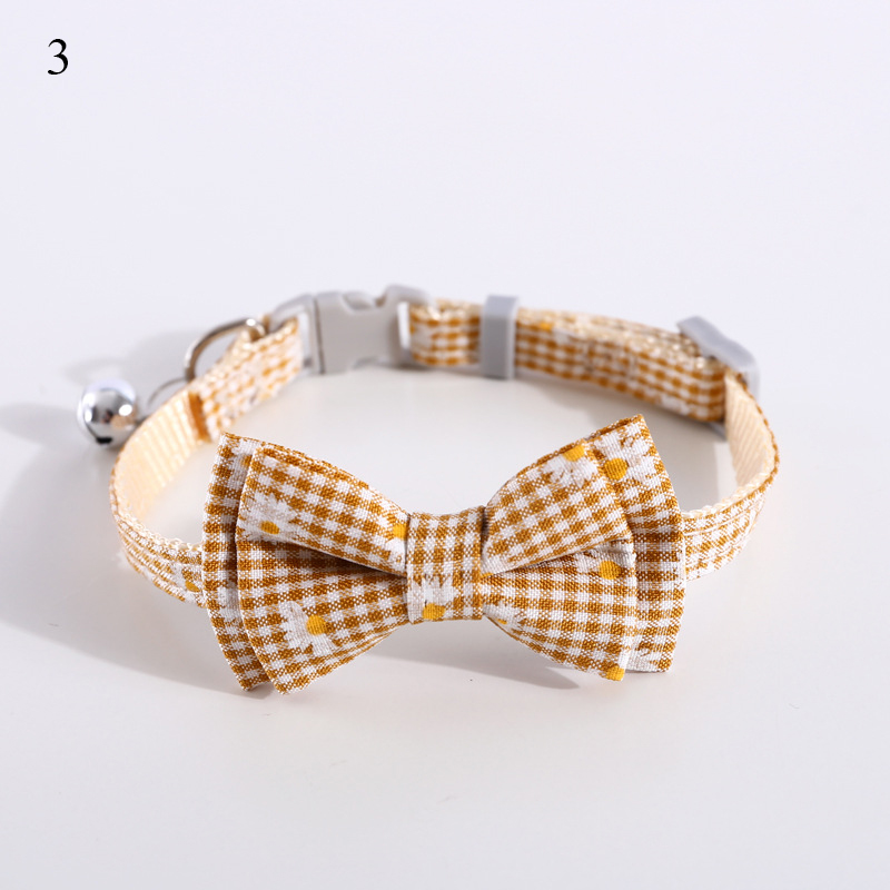 Collar de gato con lazo a cuadros para perros, Lazo de algodón con campana, Collar de gatito con hebilla de seguridad, corbata de cuello ajustable, accesorios para gatos: A3
