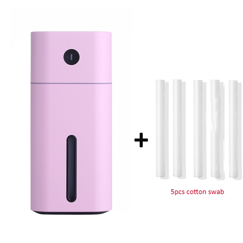 Car Humidifier USB Essential Oil Aroma Diffuser with 7 Color Changing LED Lights for Office Home Ultrasonic Air Humidifier: Pink and 5 filters