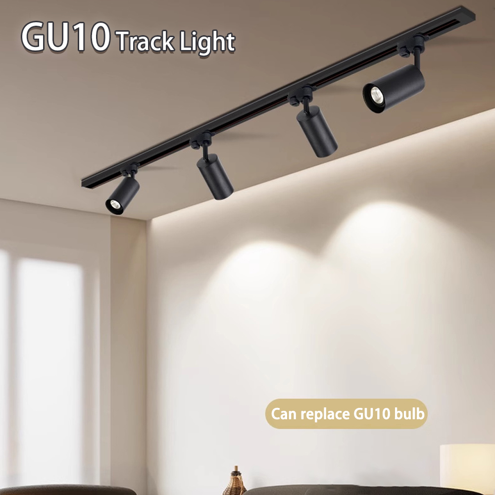 Juego completo de luces Led para riel de techo, foco de fuente de luz GU10 reemplazable para sala de estar y dormitorio, lámpara Led para riel