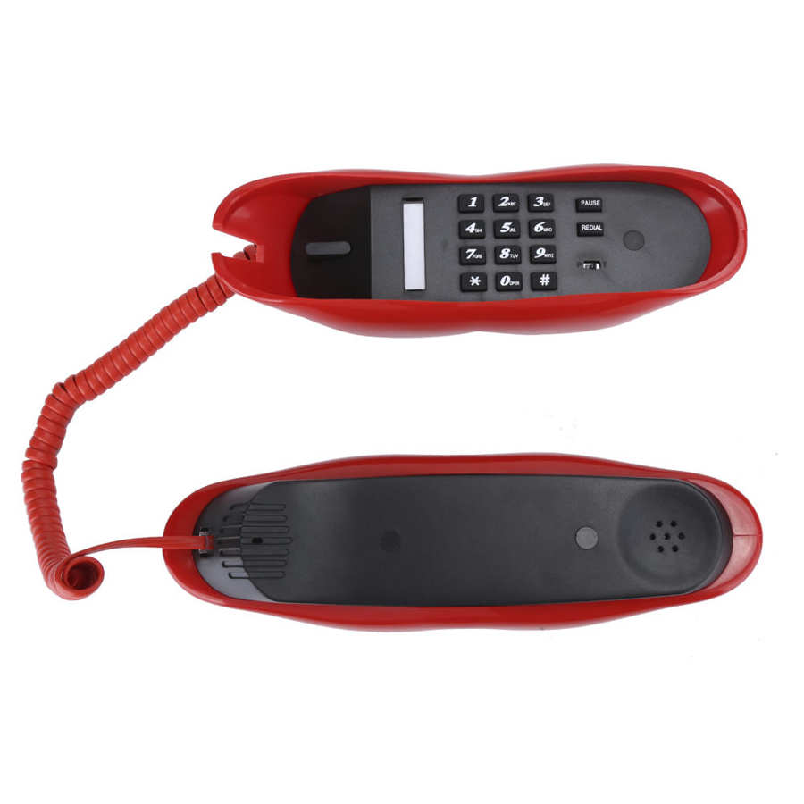 Telefone fixo em forma de lábio, telefone fixo na mesa e com fio vermelho, para decoração em casa, escritório e hotel