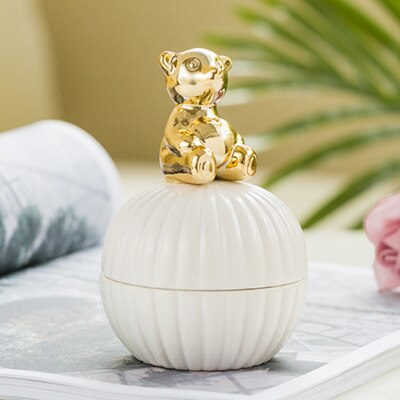 Or 3d Chat kitty animaux En Porcelaine Porte-Bijoux Anneau Plat de Bijoux En Céramique Décor À La Maison Plateau Bol pot blanc Rose pour mariage: white3