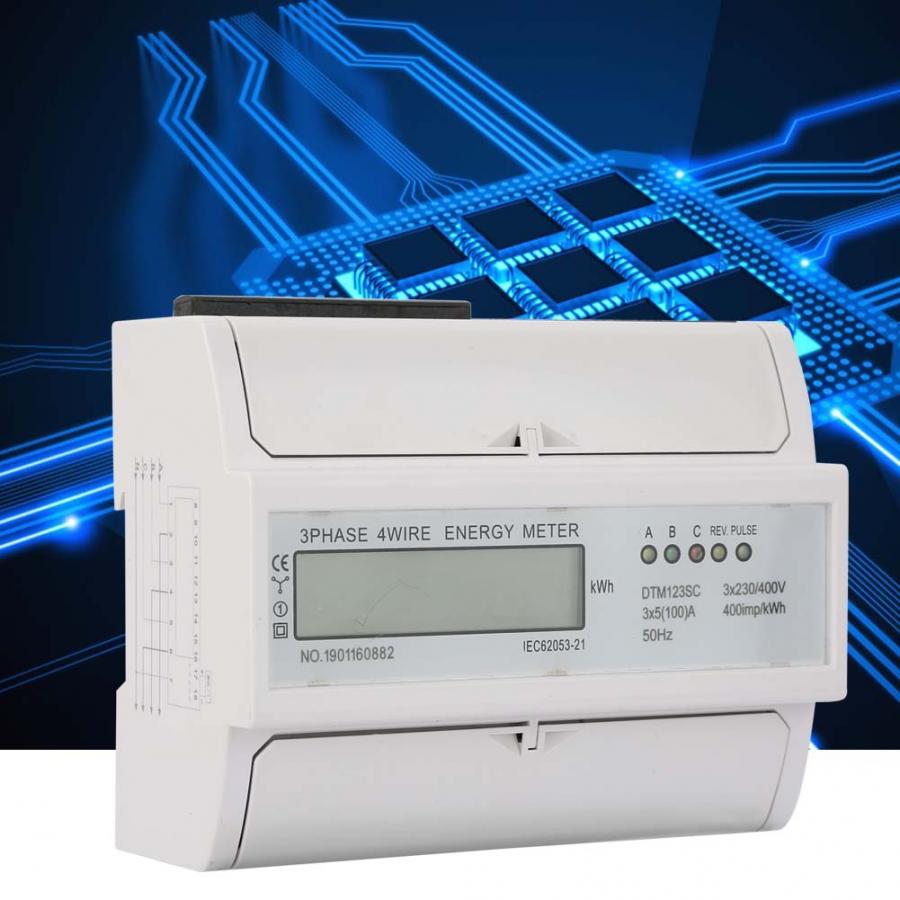 3 Phase Power Meter 230/400V 5-100A Energy Consumption Digital Electric Power Meter 3 Phase KWh Meter with LCD Power Meter