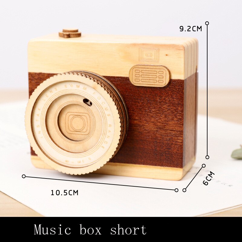 Caja de música de madera con de cámara Retro, Melody clásica, de cumpleaños, decoración del hogar, del Día de San Valentín para niña y amiga: S