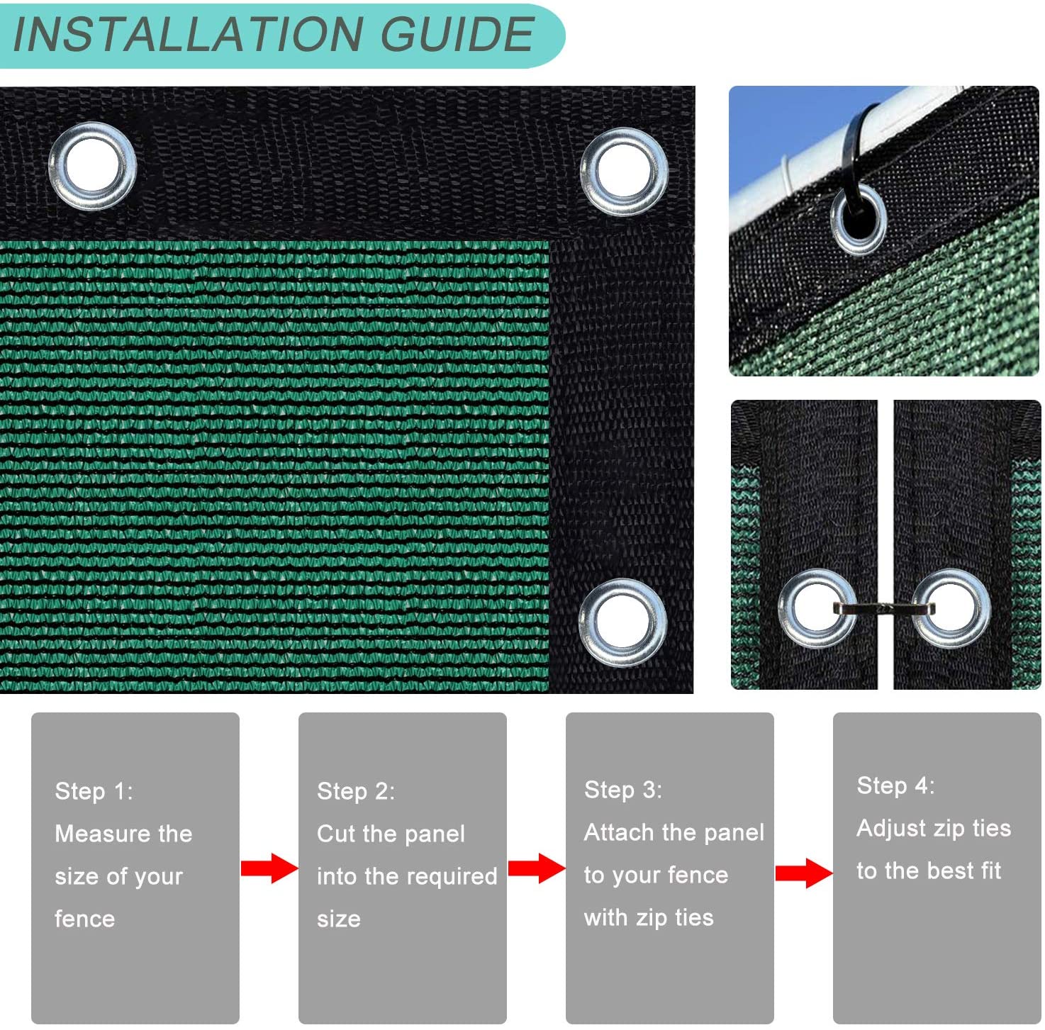 TECHTIMES Recinzione Dello Schermo di Segretezza 6 'x 25' Recinto Della Maglia Tarp 90% Il Blocco del Cavo cerniera lampo cravatte in forma per Esterno recinzione cantiere Ombra Della Copertura