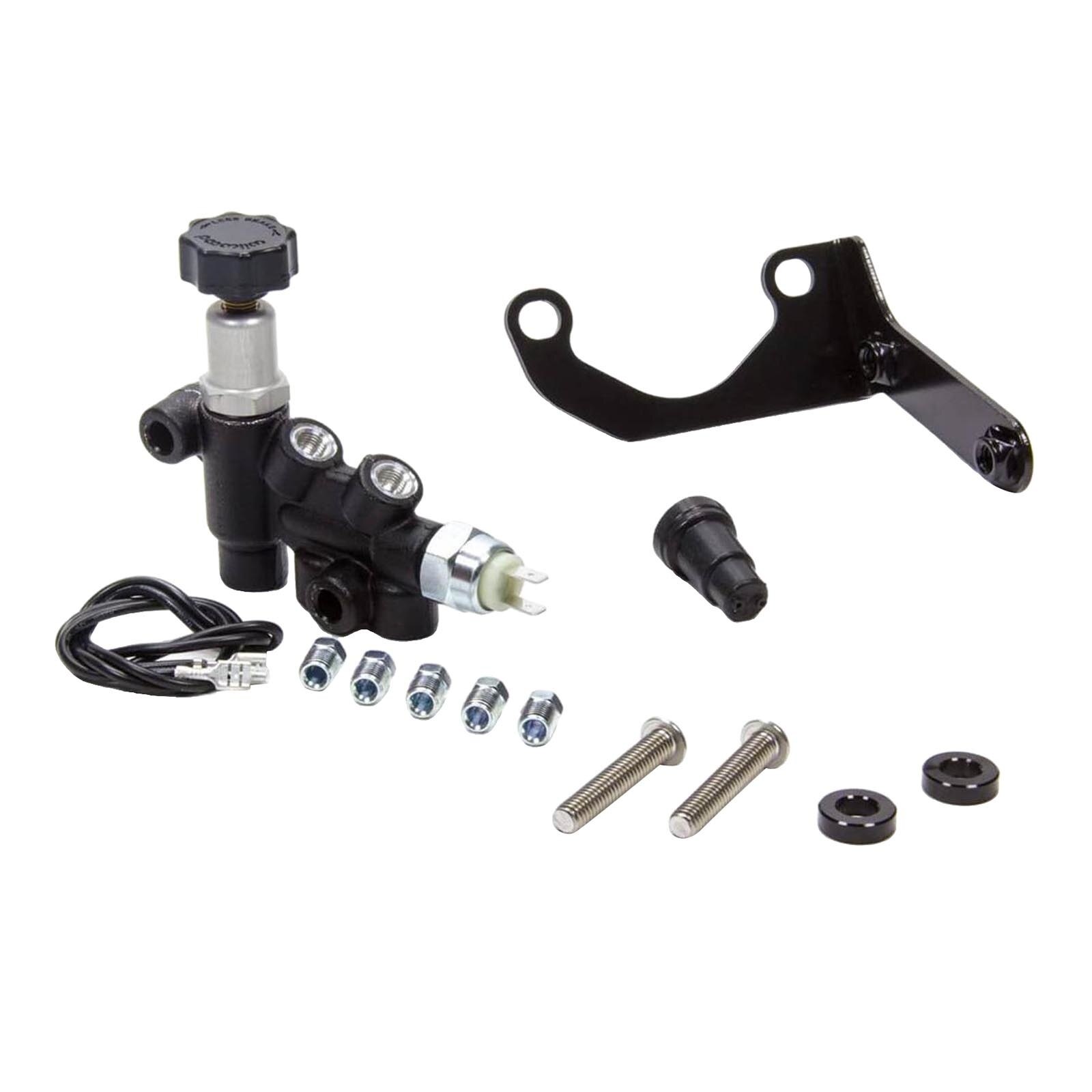Master Cylinder Adjustable Knob Proportioning Valve Mounting Bracket Lines Kit for 260-13190 260-11179