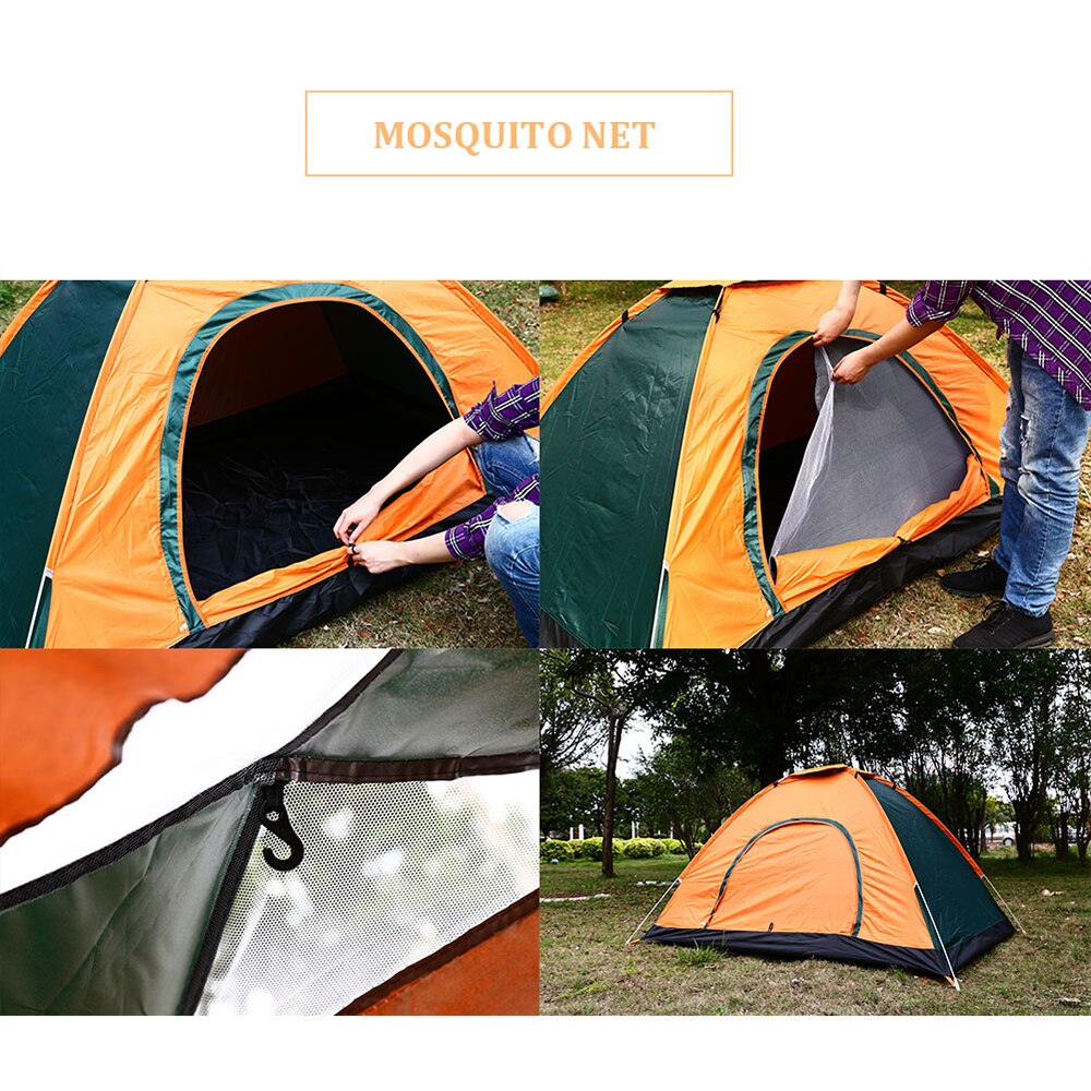 2-4 Person Orange Pop up Automatic Tent Instant Camping Tent Backpacking Family Dome Tents for Camping Hiking Travelling