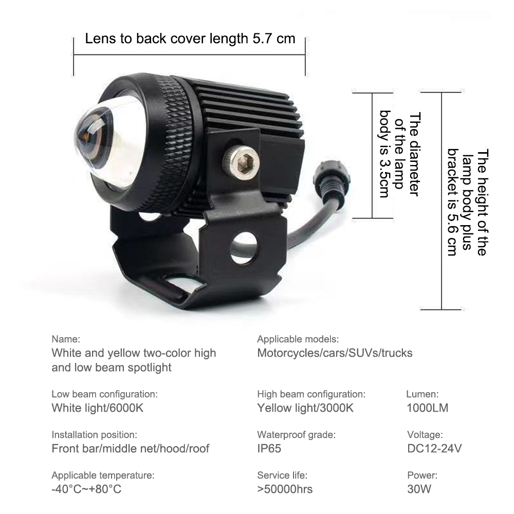 Motorsykkel led-lys 12v-24v 30w universallykt led-motorsykkel ekstra spotlight-lampe tåkelys tilbehør