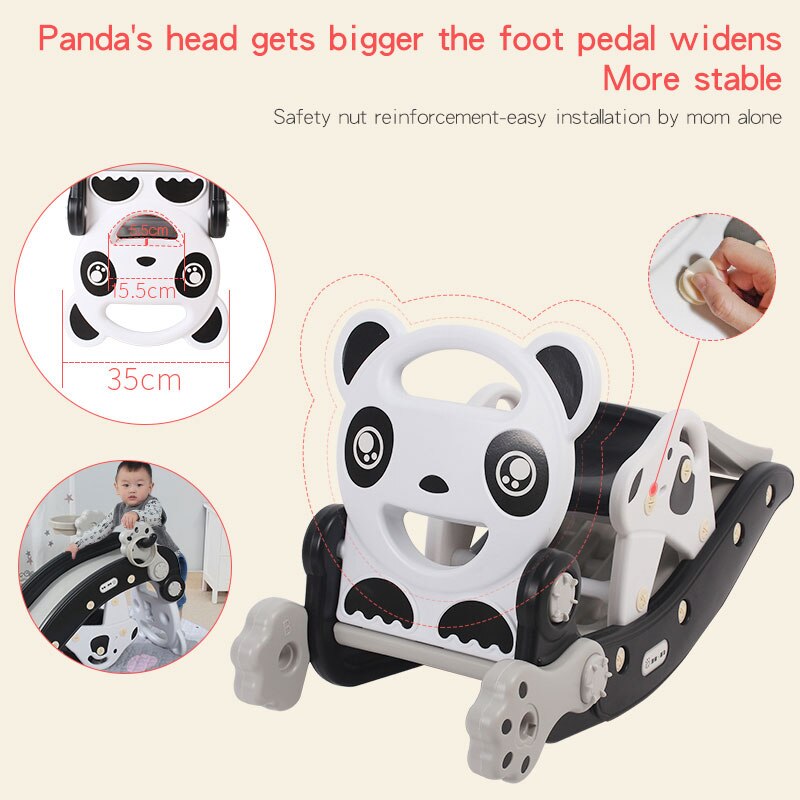 Ruizhi-cheval à bascule 2 en 1 Panda pour enfants, multifonction, avec chaise à bascule à musique, jouets animaux, RZ1204