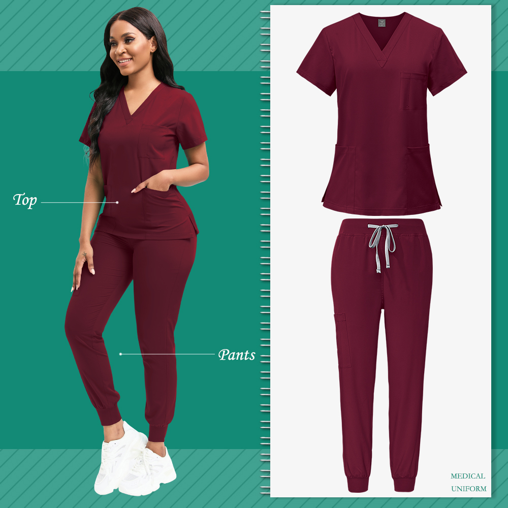 Uniforme de limpieza para mujer, Top exfoliante de enfermería, pantalones, traje médico, Ropa de Trabajo de niñera pediátrica, bata quirúrgica para quirófano,