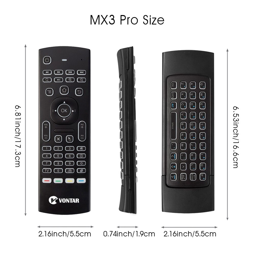 MX3 Backlit Air Mouse Smart Voice Remote Control MX3 Pro 2.4G wireless keyboard Gyro IR for Android TV Box T9 X96 mini H96 max
