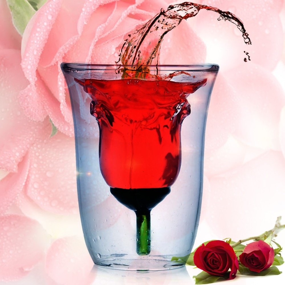 Rose dobbelt væg glas kop vin whisky glas gennemsigtig kop 180ml til whisky brandy vin vodka øl cocktail rom