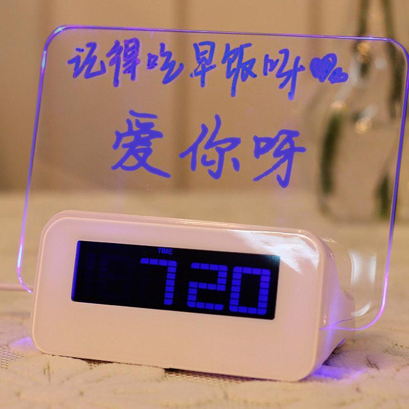 Led Digitale Elektronische Mini Tafel Klokken Kalender Temperatuur Plastic Glow Message Board Wekker Thuis Slaapkamer Levert