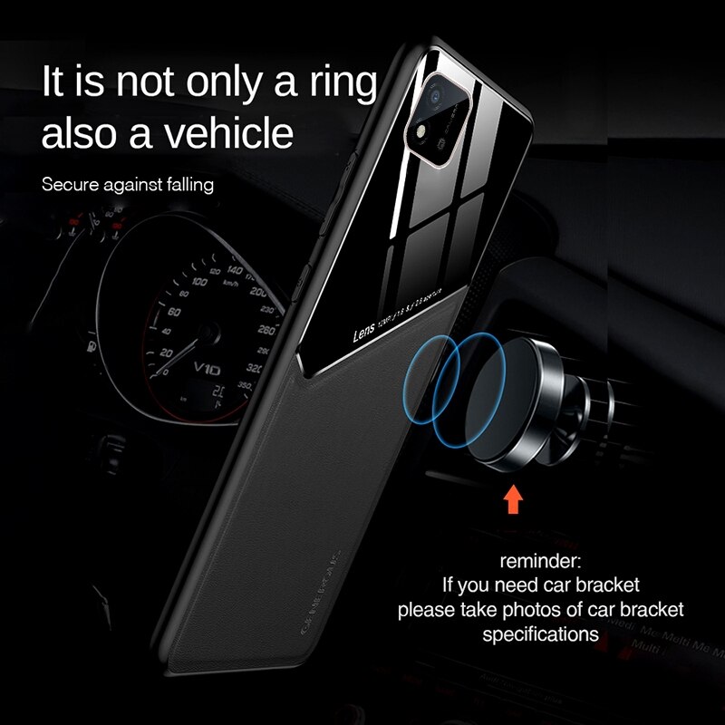 Leder Textur Auto Magnetischer Halfter Telefon Abdeckung Für Realme C21 C21Y RealmeC21 Realmi C 21 Y 21Y Weiche Silikon schützen Coque