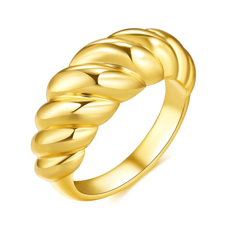 Croissant Ringe Für Frauen Geflochtene Twisted Signet Chunky Dome Ring Stacking Band Schmuck Aussage Ring