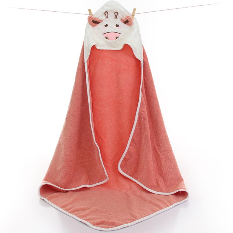 Peignoir à capuche en forme de vache pour bébé, serviette de bain, Cape, Poncho enveloppant, dessin animé, pour enfants en bas âge: WMR