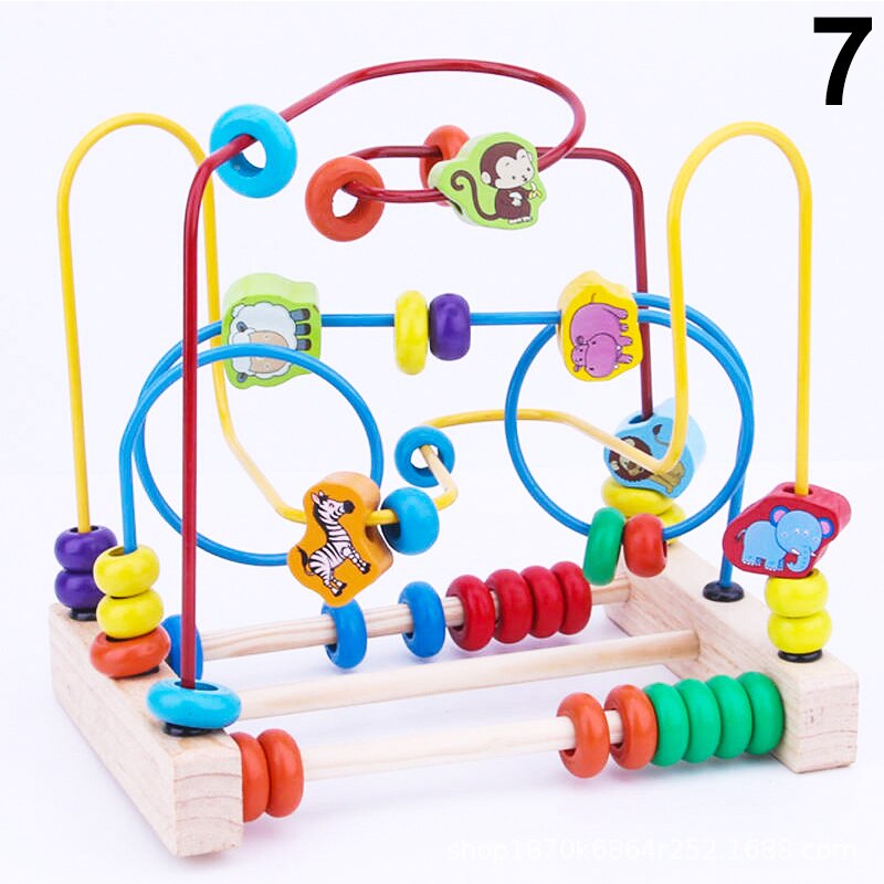 Wooden Fruits Insect Beads Maze Roller Coaster Activity Educational Abacus Beads Circle Toys AN88