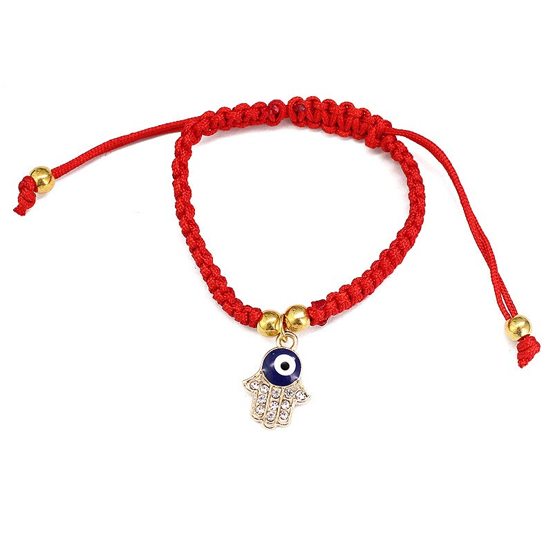 Böhmen Evil Eye Perlen Charme Armbänder für Frauen Männer Fatima Hand Elastische Rot Wachs Seil Glück Armband Fußkettchen Schmuck: C