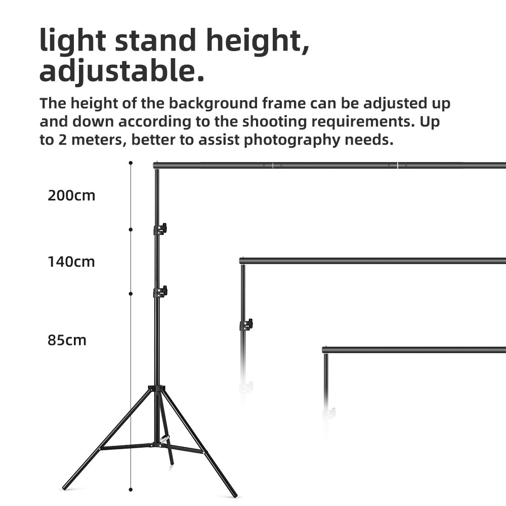 2x2m 6.5ft*6.5ft Backdrop Background Frame Light Stand + 3pcs Clip + Carry Bag Backgrounds Stand Studio Kit