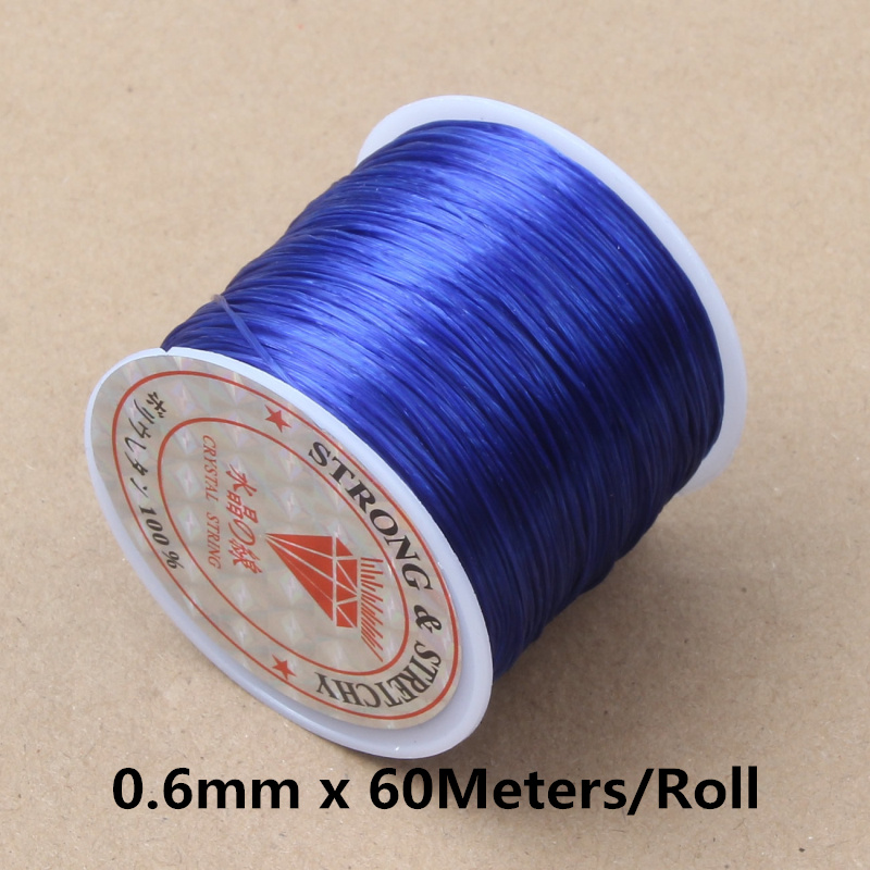 Cordón elástico fuerte para cuentas de cristal, 60M, 0,5-1,2mm, pulsera, collar, hilo elástico para fabricación de joyería, línea Flexible Diy: Blanco