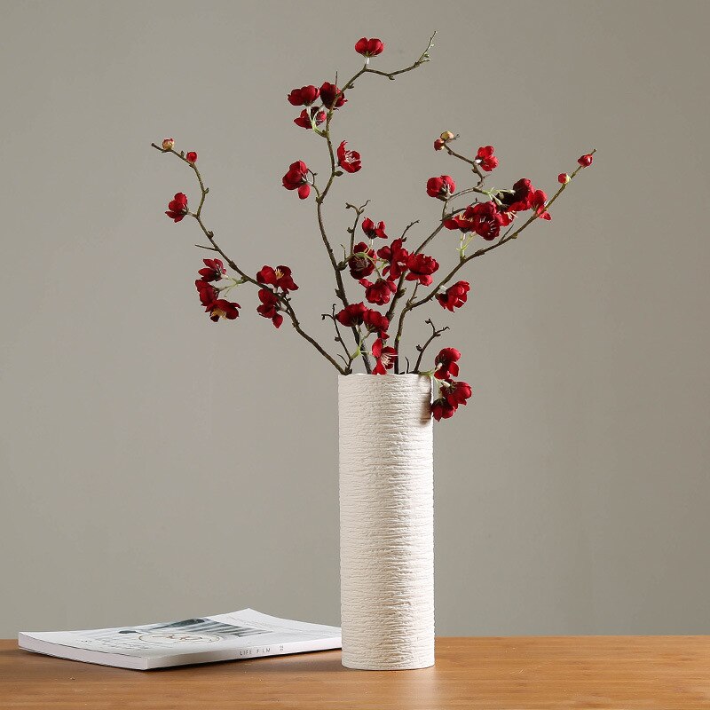 Hvit vase keramikk vase hjemmedekorasjon tilbehør tørr blomst moderne minimalistiske litterære vaser for blomster ev dekorasyon