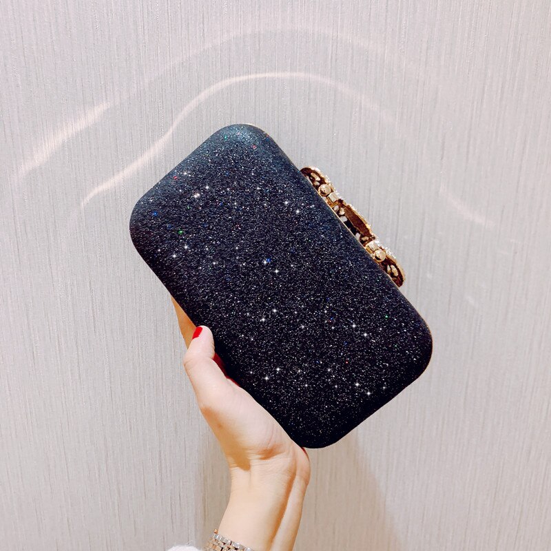 Solid Lovertjes Avondtassen Vrouwen Lederen Glitter Hard-Oppervlak Clutch Bags Dames Party Bruiloft Koppelingen Elegante Pouch