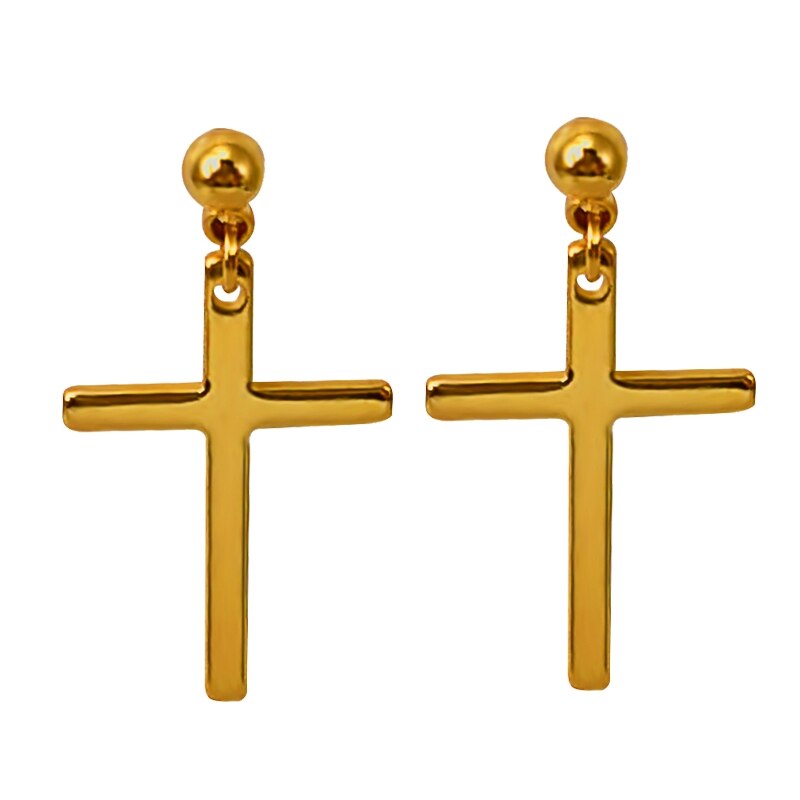 JewelryWe Jewellery Hoop Earrings Cross Stainless Steel Classic Cross Attachment Stud Earrings Earrings Ear Piercing for Men Women (6 Colors), Stainless Steel, No Data, Stainless Steel, no details