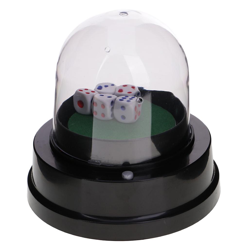 Tasse à dés électrique avec Base en feutre, 5 dés, pour jeux de Bar, Casino, fête, noir