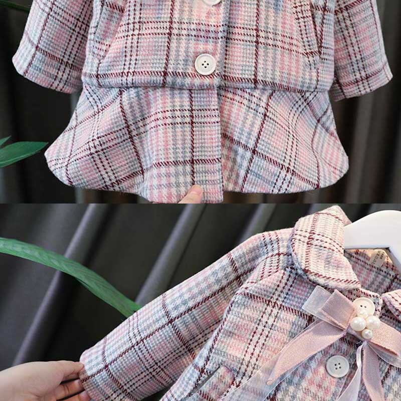 Hoogte 80-120cm herfstmeisje temperament koreaanse wollen jas modieuze kinderkleding trend