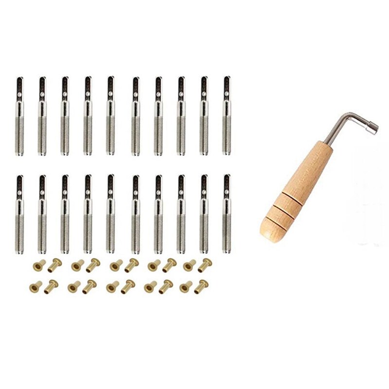 20 Pcs Tuning Pin Nagels En 20 Stuks Klinknagels, Met L-Vorm Tuning Moersleutel, voor Lier Harp Kleine Harp Muzikale Snaarinstrument: Default Title