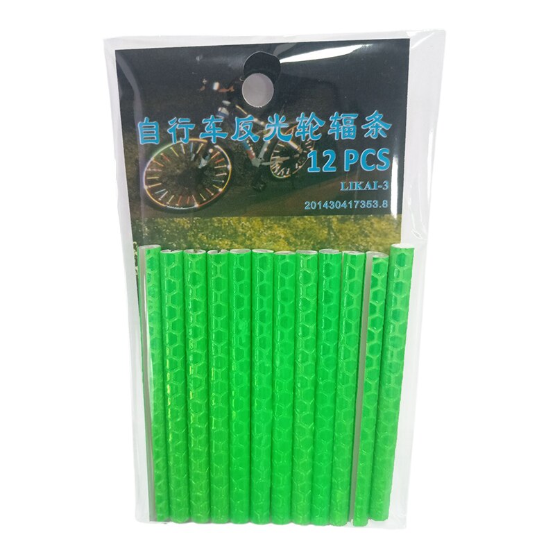 1 Set Fiets Reflecterende Stickers Wiel Spaken Buizen Strip Veiligheidswaarschuwing Licht Reflector Fietsen Fiets Licht Accessoires: green