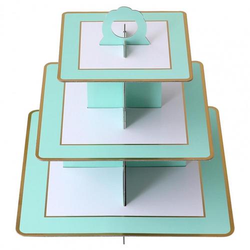 5 Kleuren Unieke Taart Stand Prachtige Drie-Layer Food Grade Papier Dessert Stand Milieuvriendelijke Wegwerp Dessert Stand Voor Party: Green Stripe