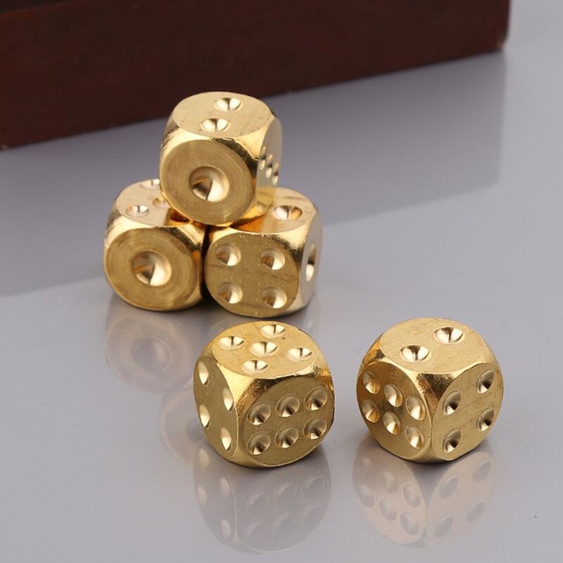 6 stücke 13mm Kupfer Würfel Heimat Dekor Durcheinander Würfel Bar Liefert Spiel Werkzeug Kupfer Metall 24BD