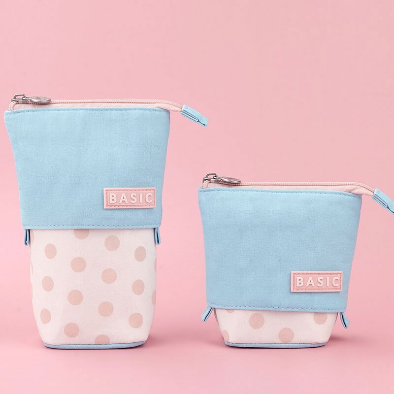 Estuche retráctil para lápices, bolsa de almacenamiento de papelería escolar, estuche Kawaii de punta ondulada, bonito portalápices, para niños, bolsas para bolígrafos: C4