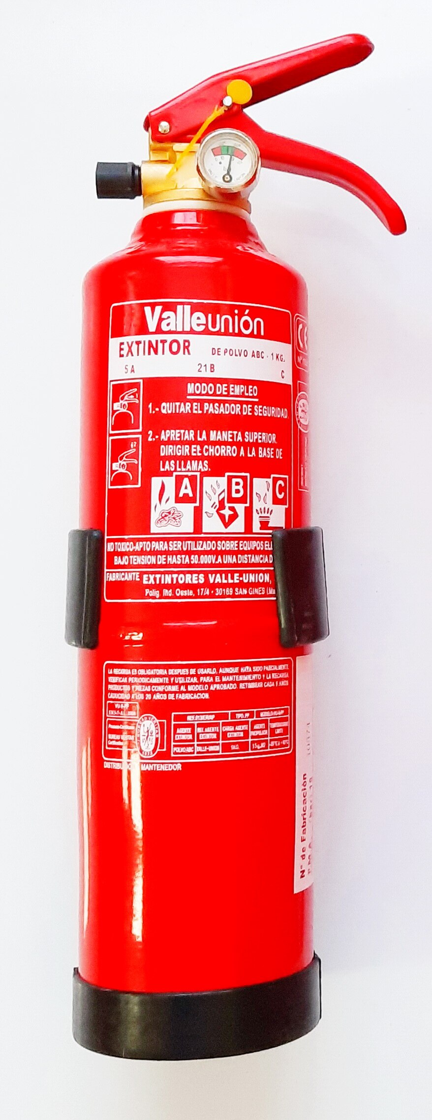 Extintor de 1 Kg. ABC con manómetro y soporte