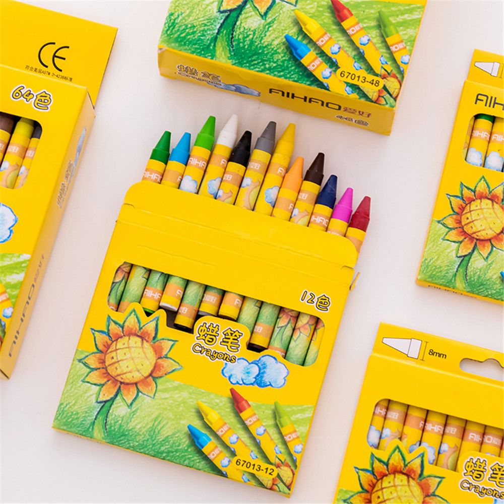 8/12/24 Colors Non-Toxic Wax Crayon Set Graffiti Pens Pastel Pens Painting Drawing Highlighters Kids Art Supplies