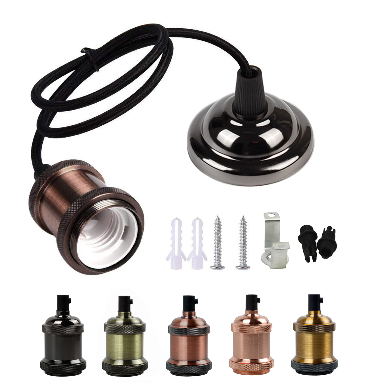 Vintage E27 Lamphouder E26 Socket Verlichting Ophanging Socket Hanglamp Hangende Plug In Lamp Plafond Lamphouder