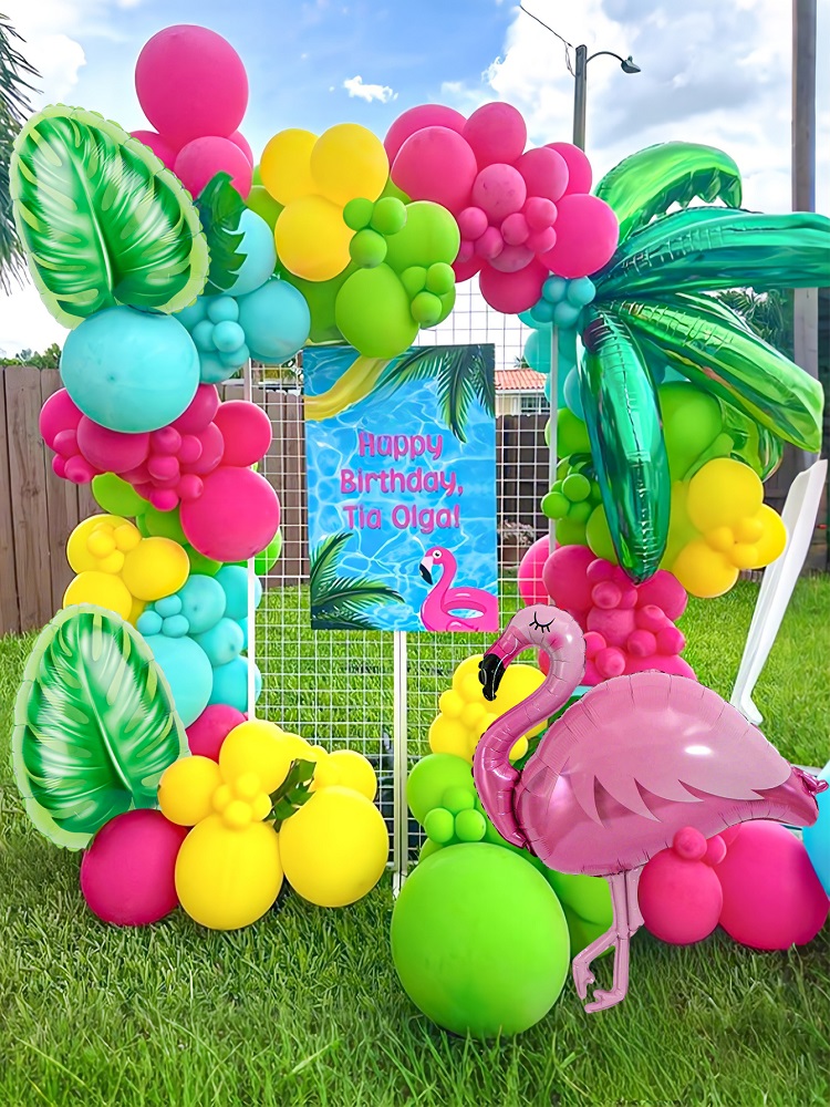 Kit de arco de globos con tema Tropical, 1 unidad, 132 Uds., para banquetes hawaianos, fiestas de cumpleaños temáticas de playa de verano, decoración de boda