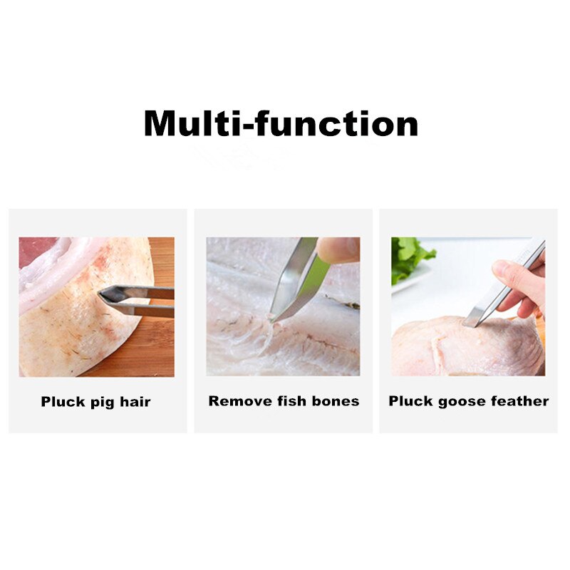 3 Styles Fish Bone Tweezers Remover Stainless Steel Fishbone Pincer Clip Puller Tongs Hair Plucking Clamp Seafood Cleaning Tool