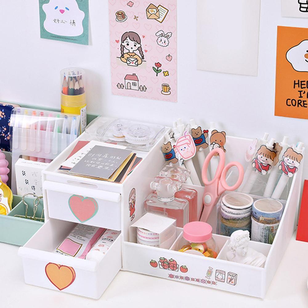 Multi Function DIY School Desk Pen Pencils Drawer Case Storage Box Table Simple Pencil Shelf Holder Office Stationery Supplies