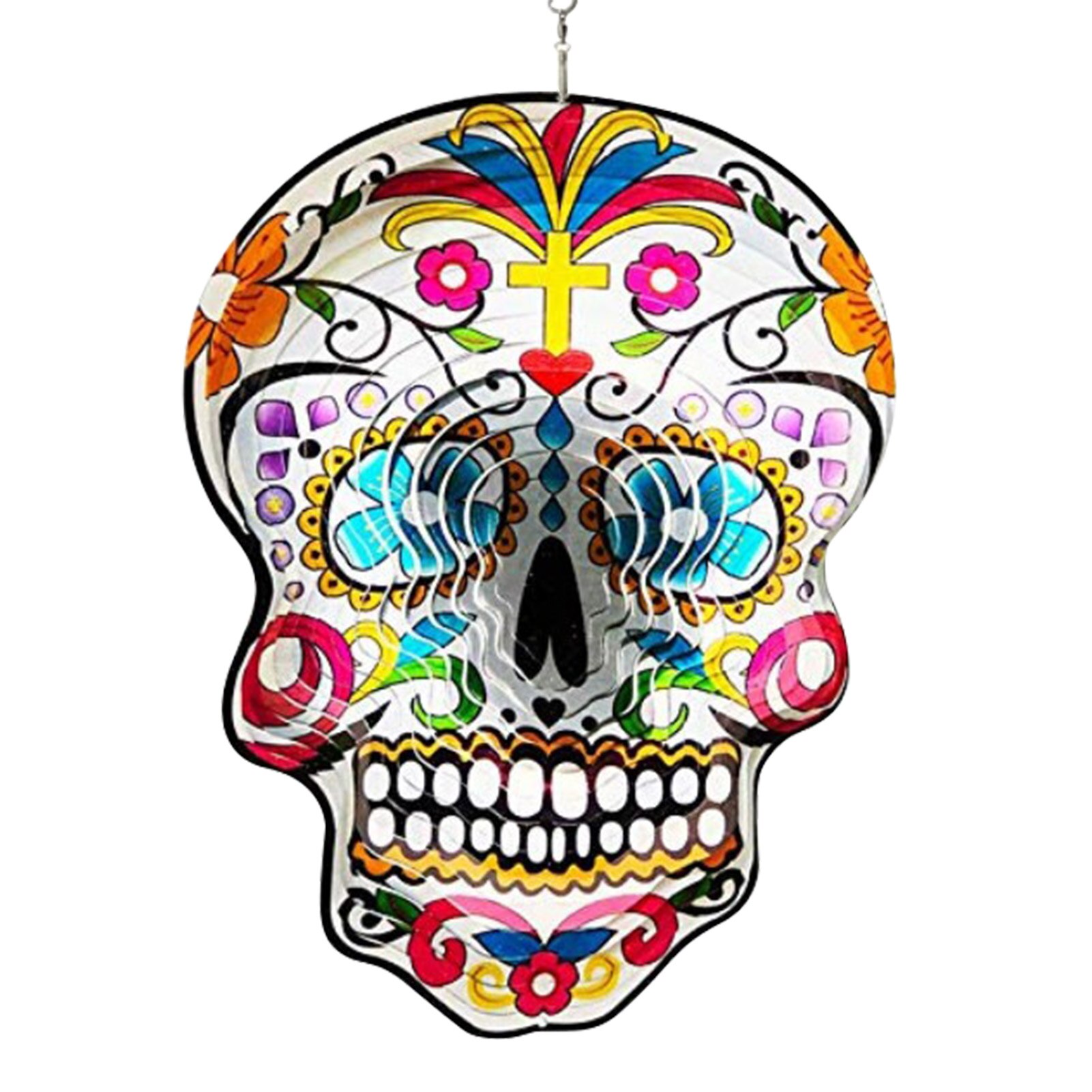 Kinetic 3D Metal Wind Spinners Garden Colorful Skeleton Head Wind Spinner For Gardens Windows Lights Trees Balconies: Default Title