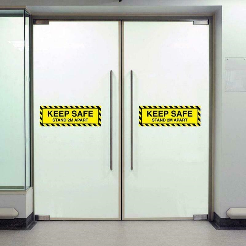 Social Distancing Floor Decals Safety Floor Sign Marker Poster Maintain 2M Distance Sign Sticker For Crowd Control Guidance