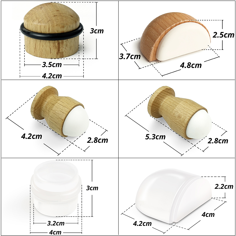 Houten deurstopper siliconenrubber zelfklevend anti-botsing deurwig stop thuis muur vloer meubelbescherming