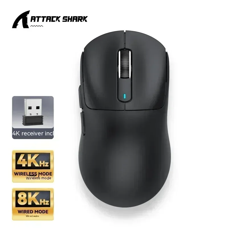 Attack Shark X3 PRO Gamer Accessories Paw3395 2.4G Wireless Low Delay Lightweight E-Sports Three Mode Bluetooth Wireless Mouse: GRAY