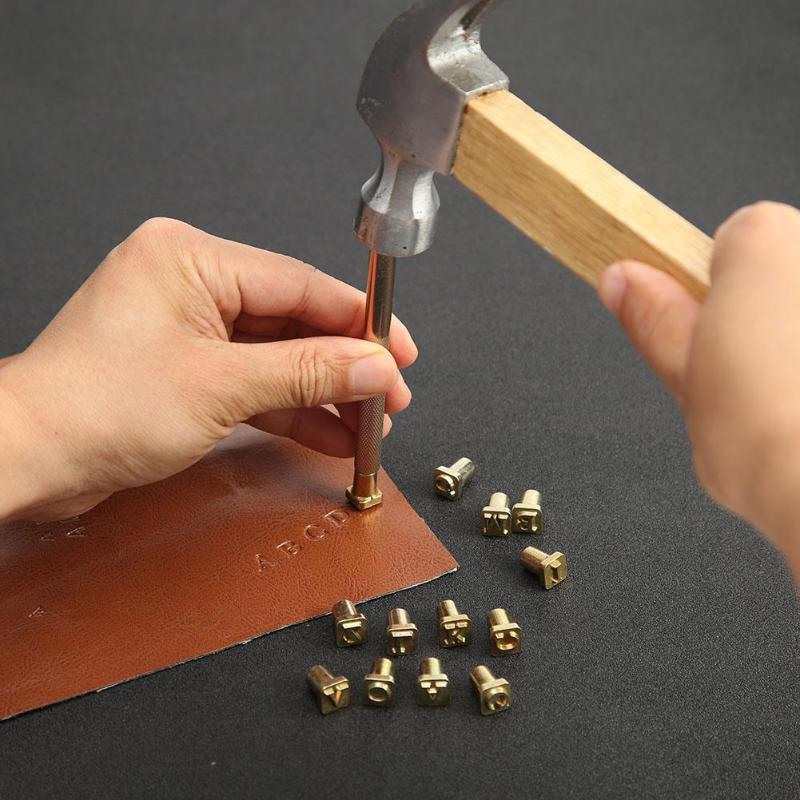 26pcs Hout Leer Ponsen Stempel Set Carbon Staal Metalen Alfabet Postzegels Stempelen Metalen Leer Hout Goud Zilver en Koper