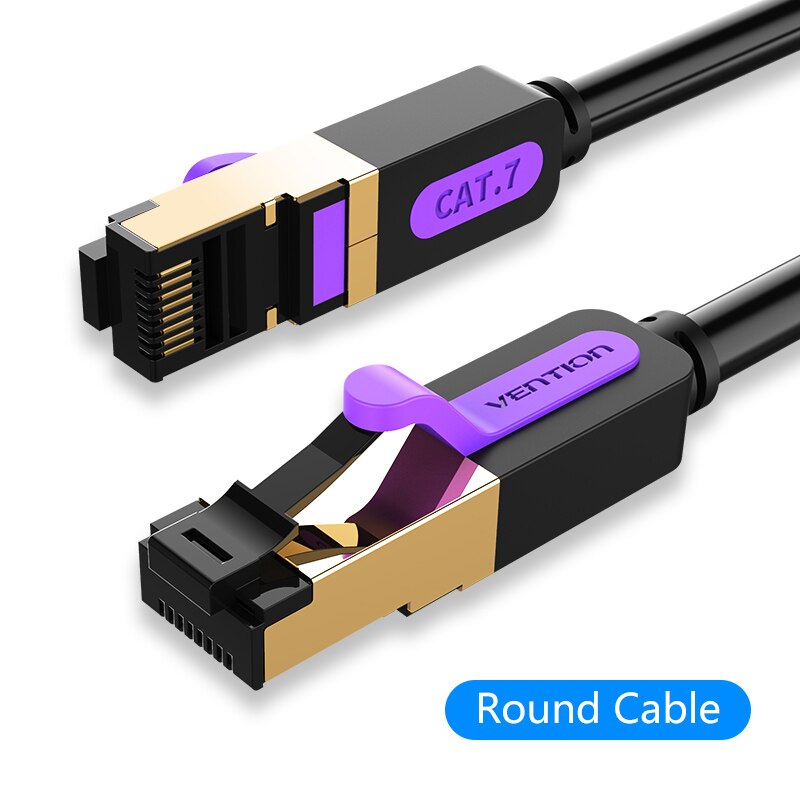 Vention Ethernet Cable Cat 7 Lan Cable STP RJ45 Network Cable for Compatible Patch Cord for Computer Router Laptop Network Cable: Dark Grey / <=0.8m